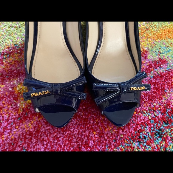 Prada 39 Wedge Sandals Blue Authentic - Picture 3 of 6